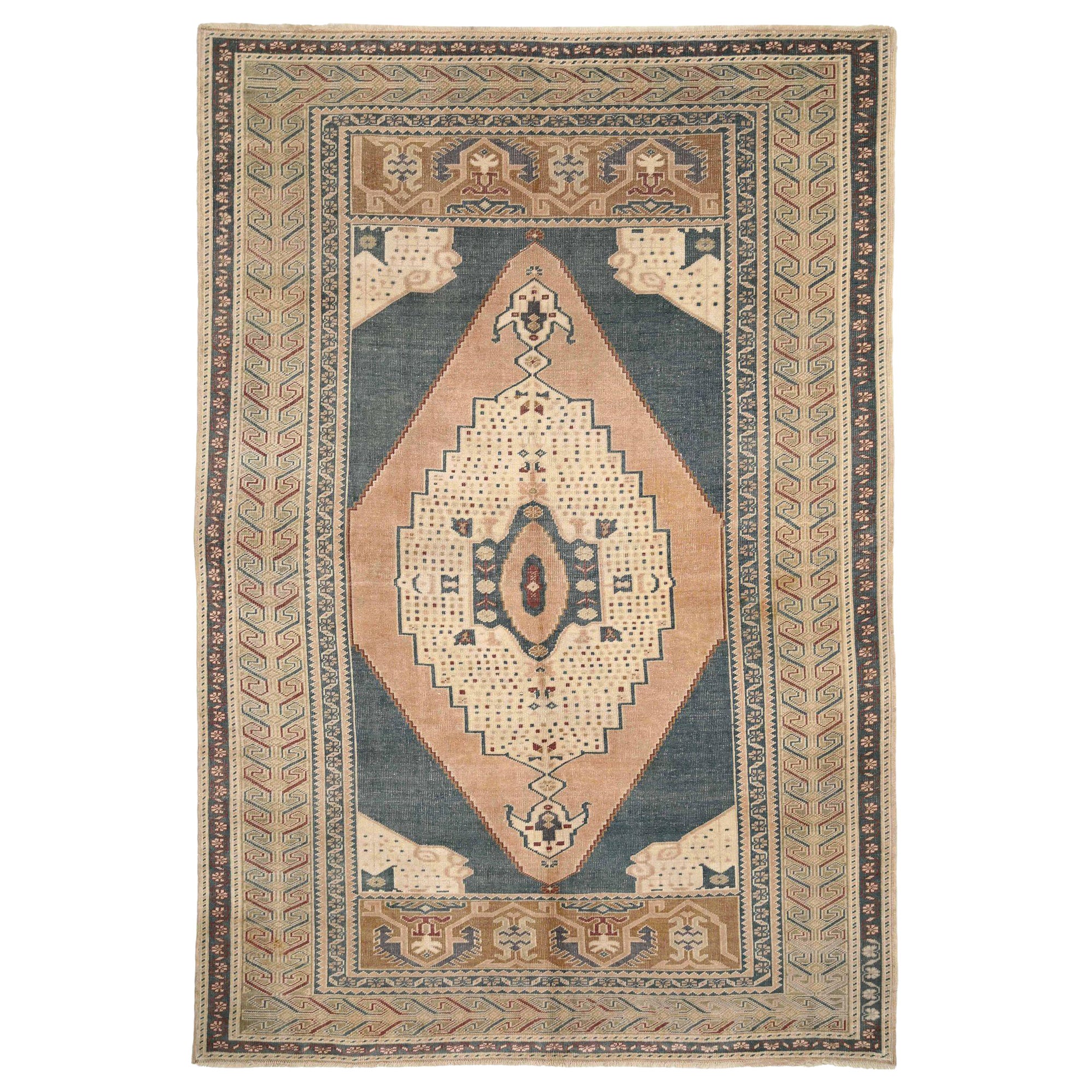 Türkische Anatoly-Teppiche - Wolle Grau Elfenbein Rosa Design - 93074