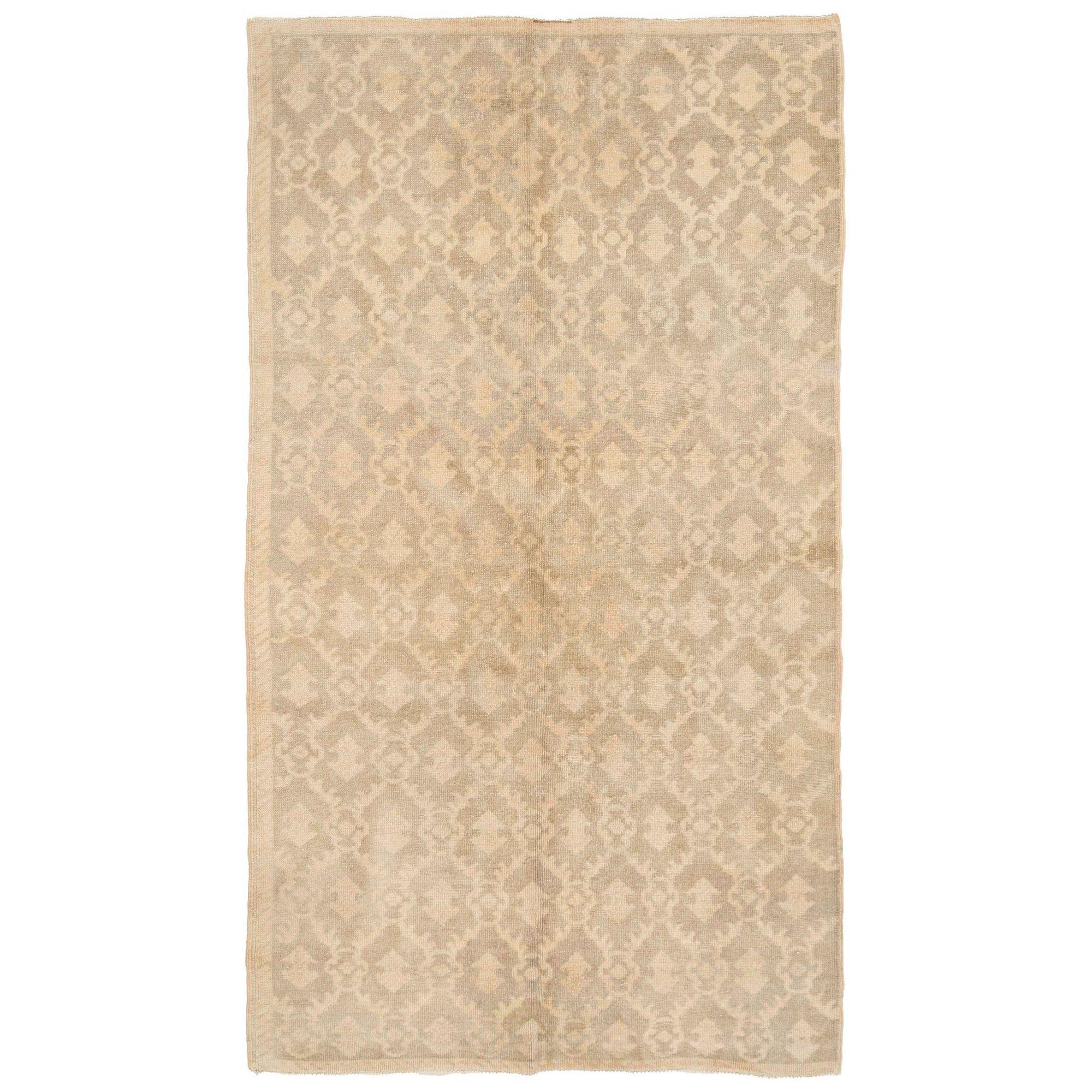 Türkischer Anatoly Kleiner Teppich - Wolle Elfenbein Taupe Design - 93078