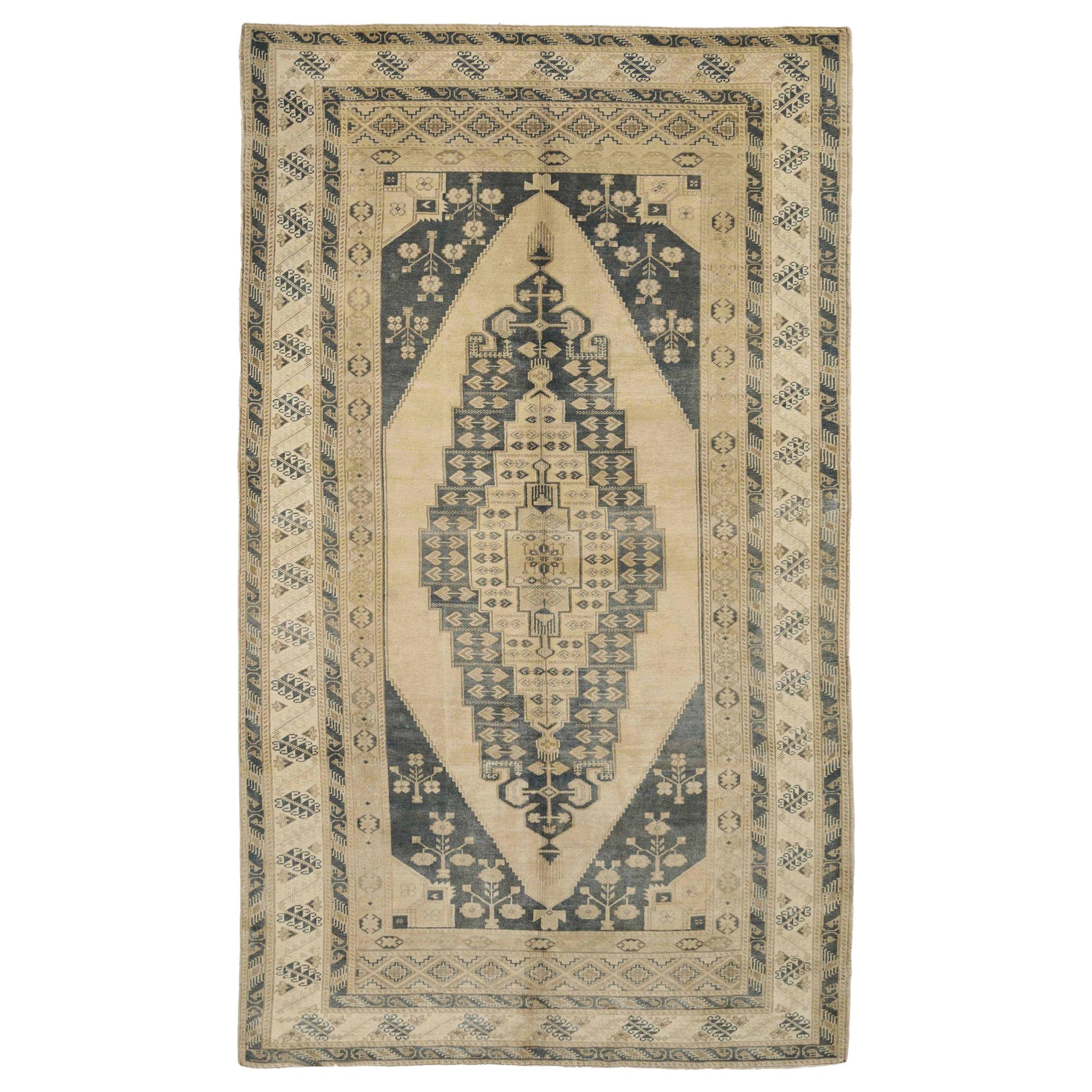 Turkey Anatoly-Teppiche - Wolle Schwarz Elfenbein Taupe Design - 93069
