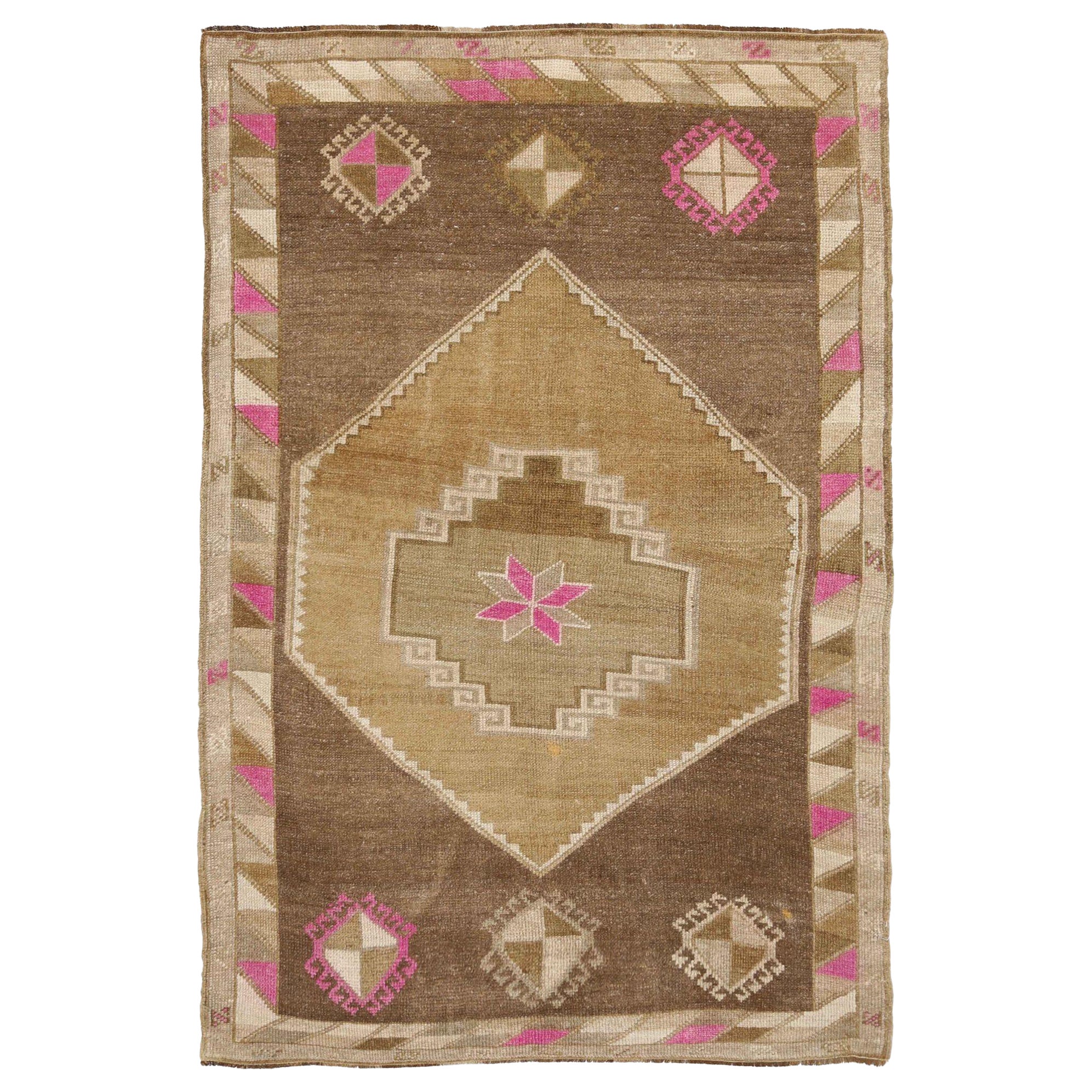 Türkei Anatoly Small Rug - Wolle Brown Pink Design - 93081
