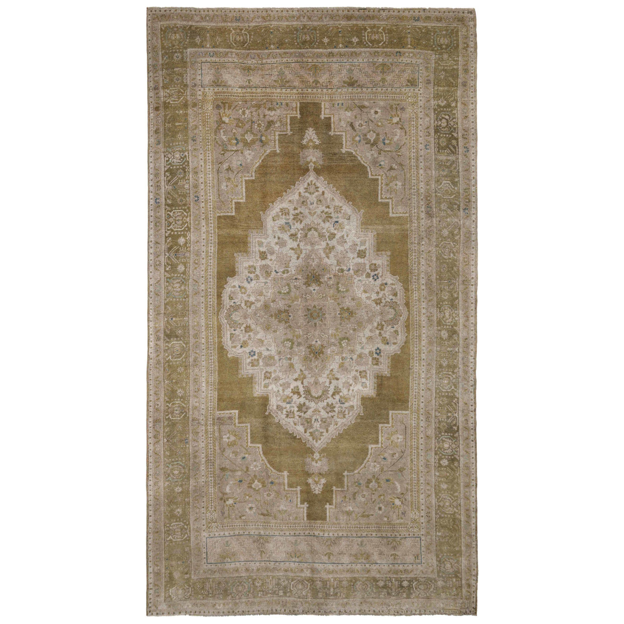Türkische Anatoly-Teppiche - Wolle Grün Elfenbein Taupe Design - 93082