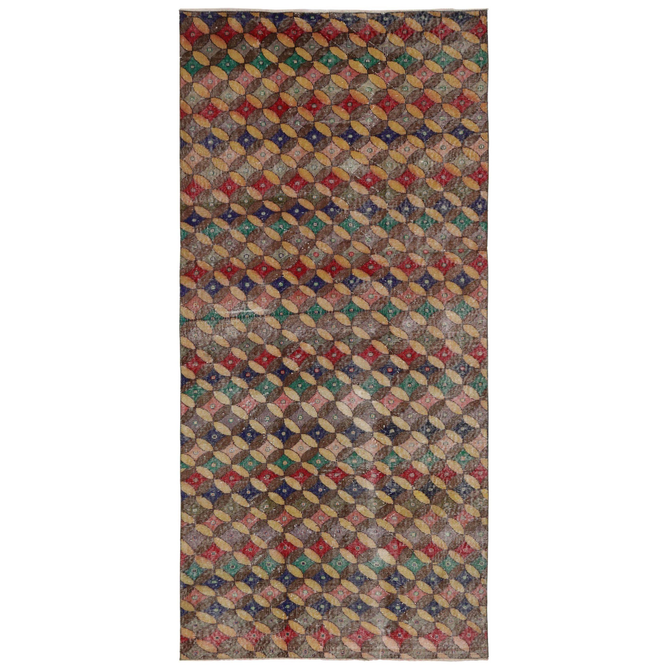 Turkey Anatoly Small Rug - Wool Green Navy Blue Pink Red - 93097