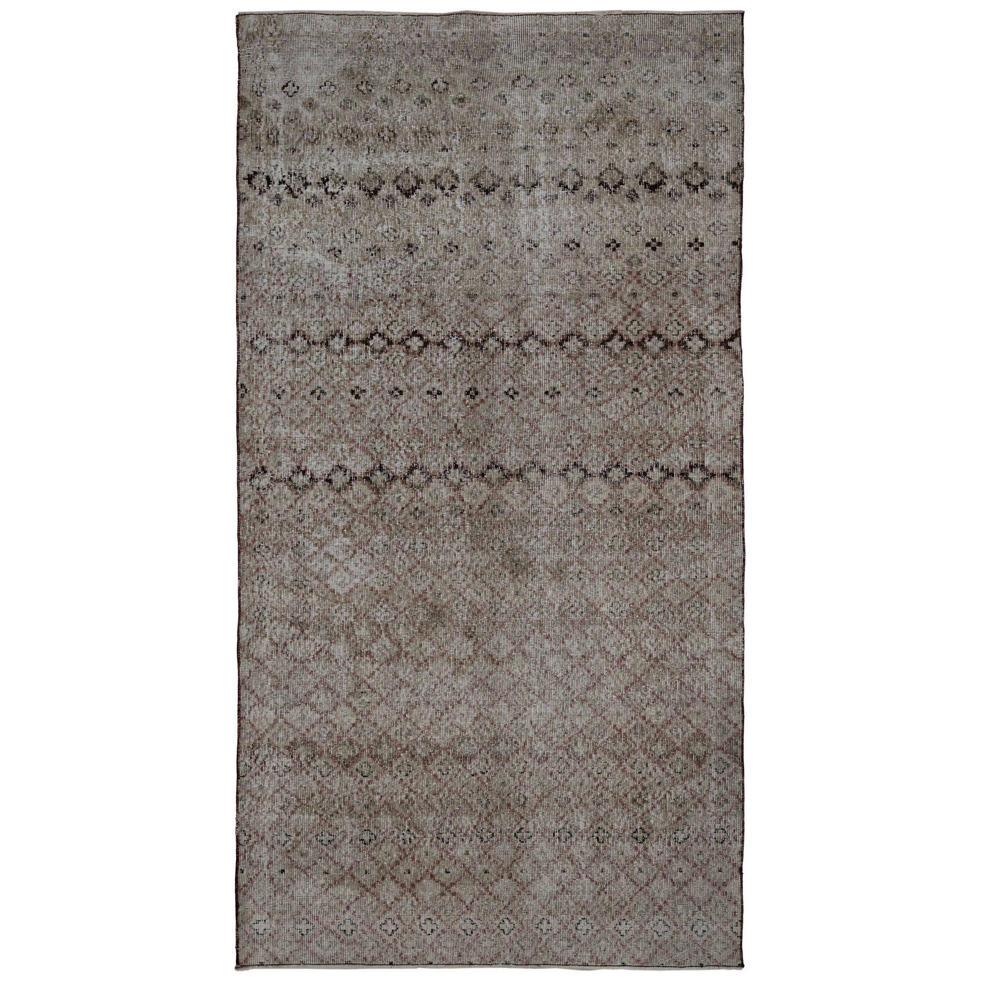 Turkey Anatoly Small Rug - Wolle Brown Taupe Design - 93084