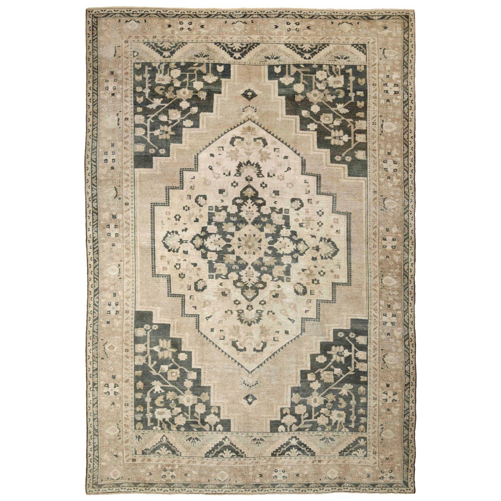 Türkische Anatoly-Teppiche - Wolle Schwarz Elfenbein Design - 93088
