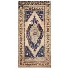 Türkische Anatoly-Teppiche - Wolle Elfenbein Marineblau Design - 93089