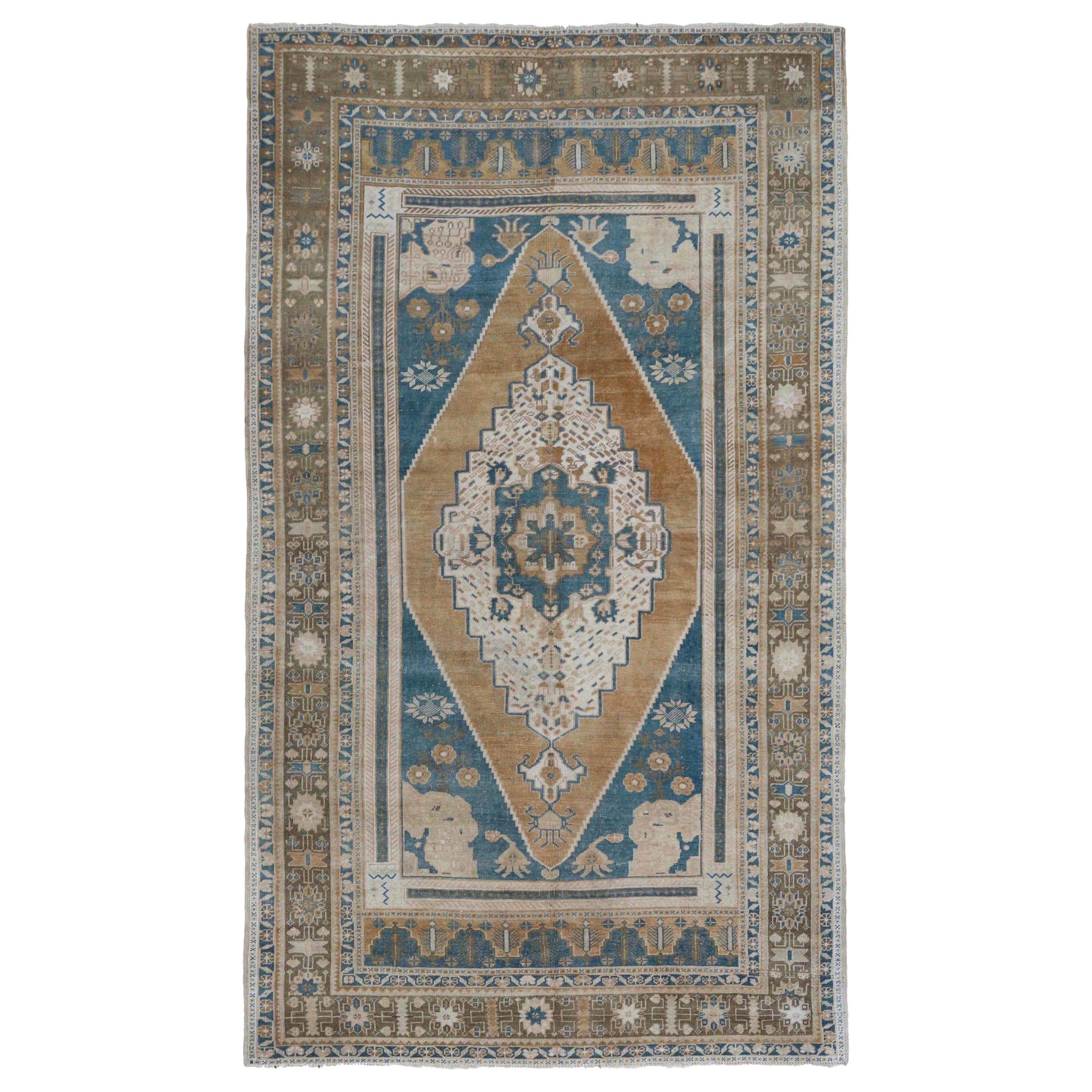 Türkei Anatoly Small Rug - Wolle Brown Elfenbein Navy Blue Design - 93109