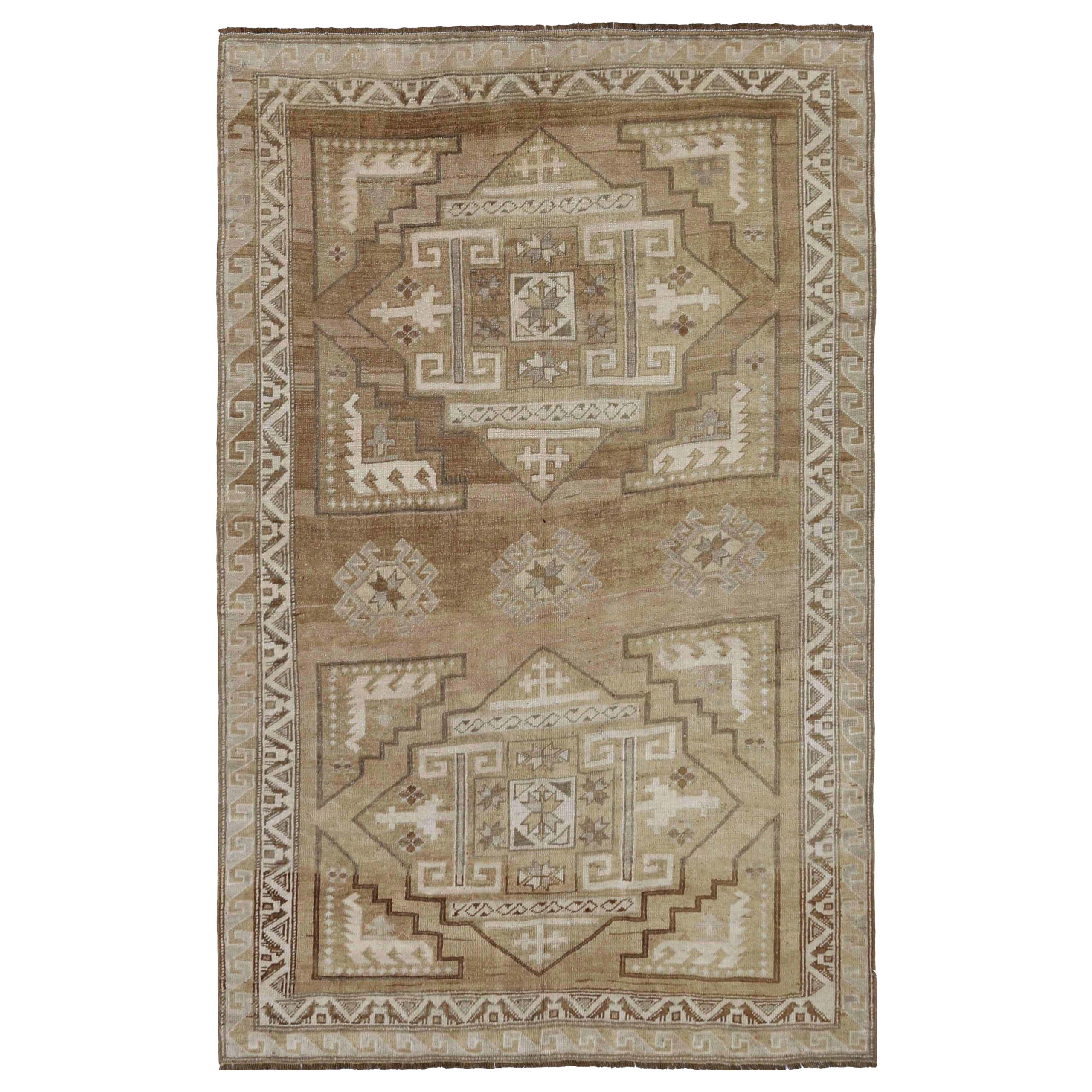 Türkei Anatoly Small Teppich - Wolle Brown Elfenbein Taupe Design - 93113