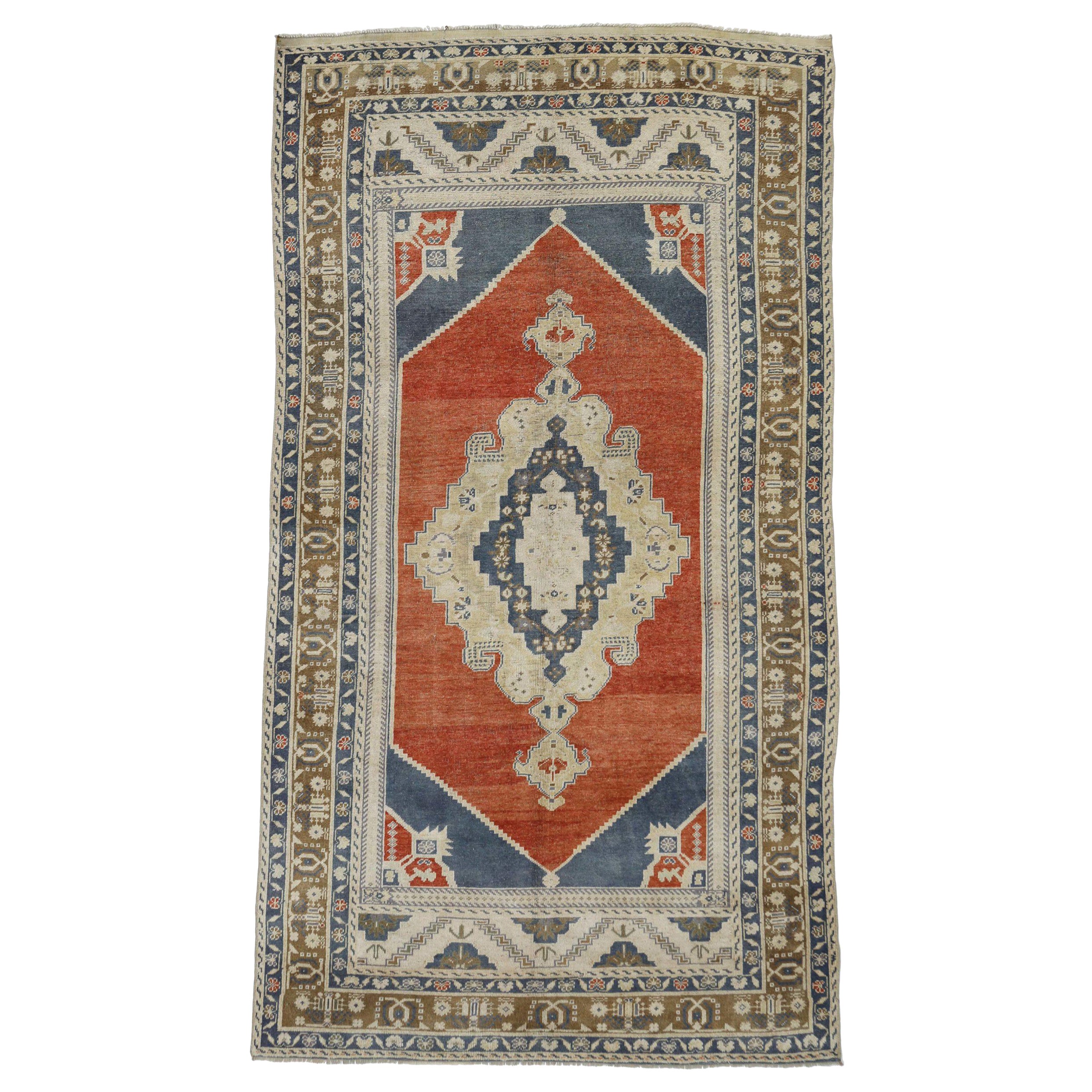 Türkei Anatoly Kleiner Teppich - Wolle Braun Elfenbein Marineblau Rot - 93114