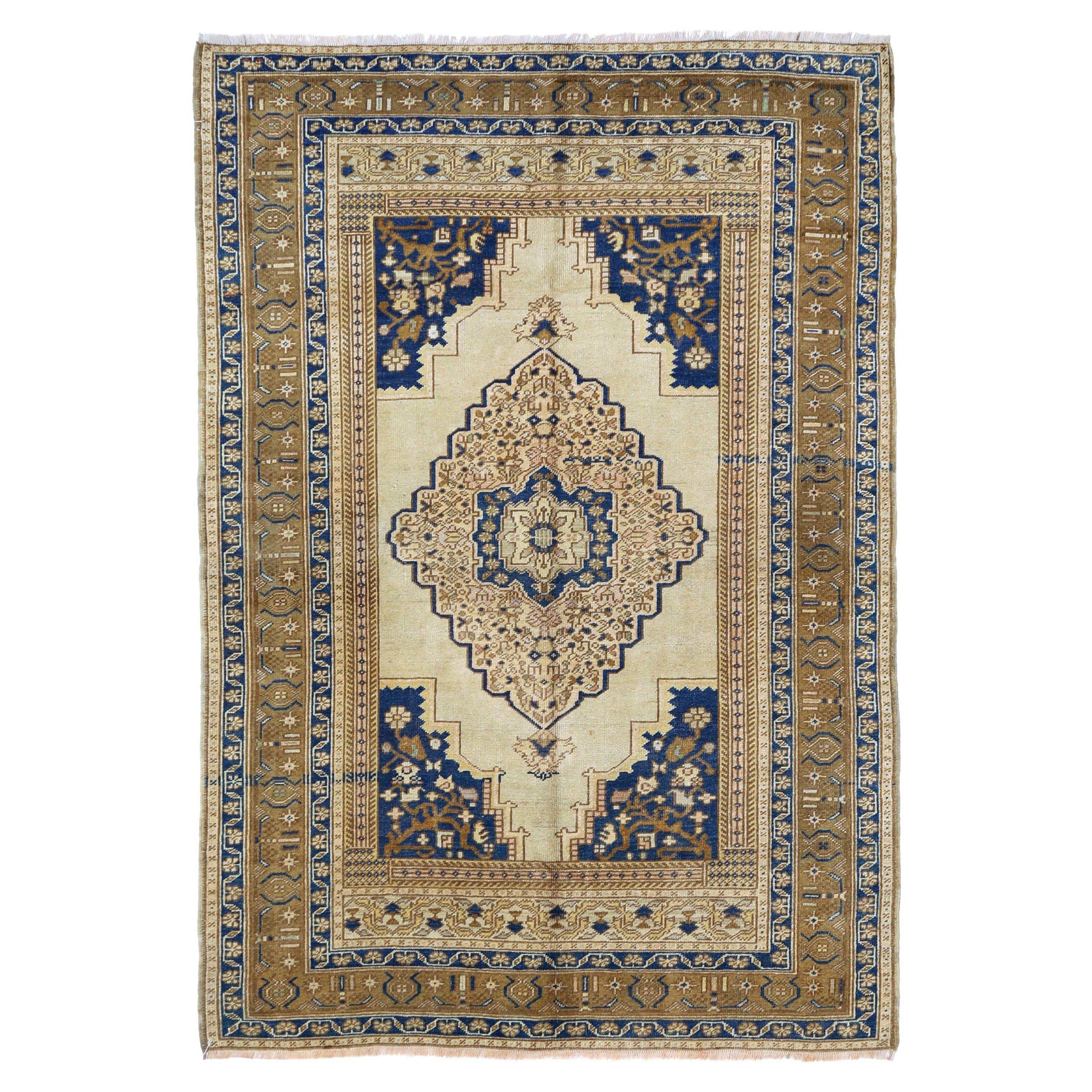 Türkei Anatoly Small Rug - Wolle Brown Elfenbein Navy Blue Design - 93128
