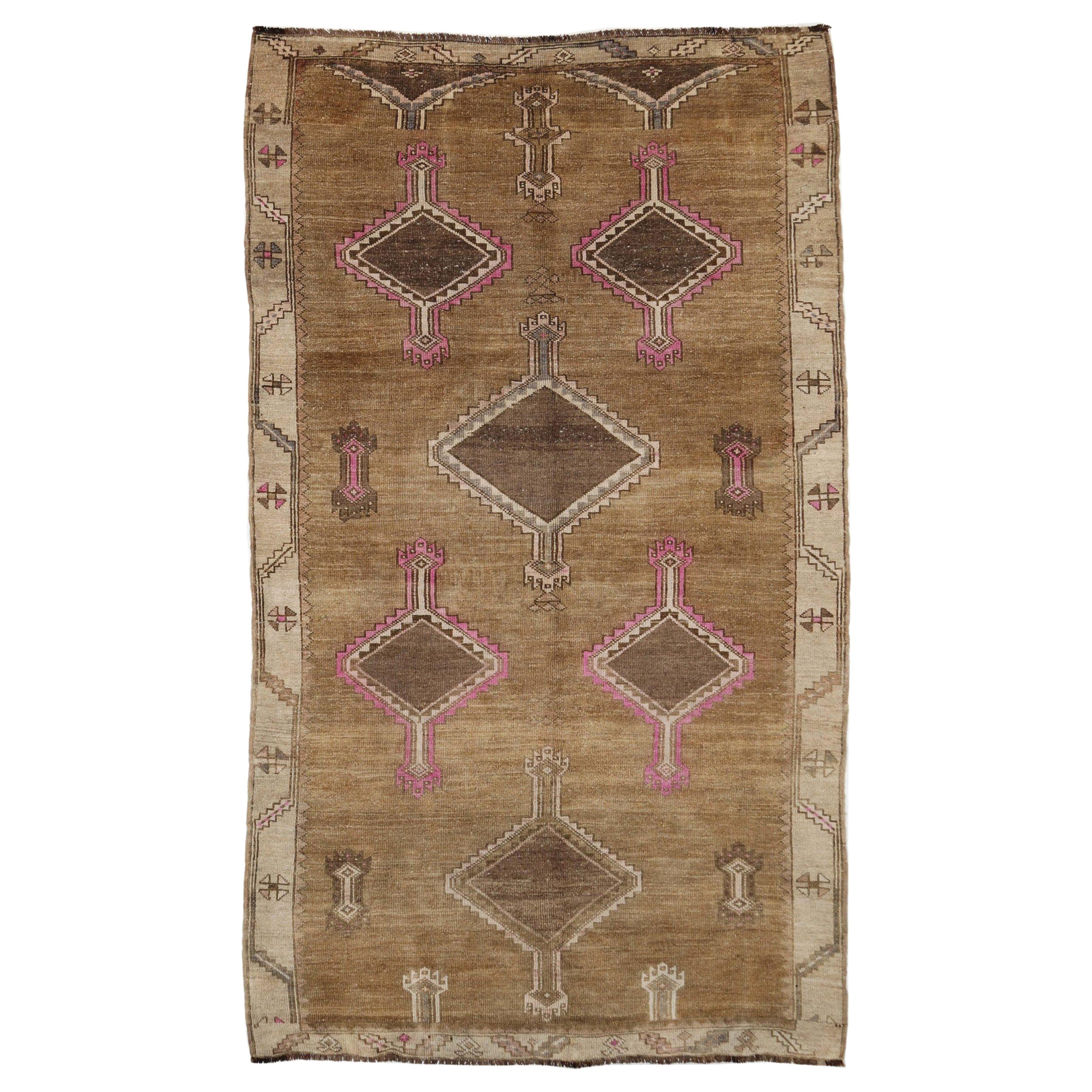 Türkei Anatoly Small Rug - Wolle Brown Pink Design - 93116