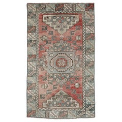 Türkischer Anatoly Kleiner Teppich - Wolle Grau Elfenbein Rot Design - 93144