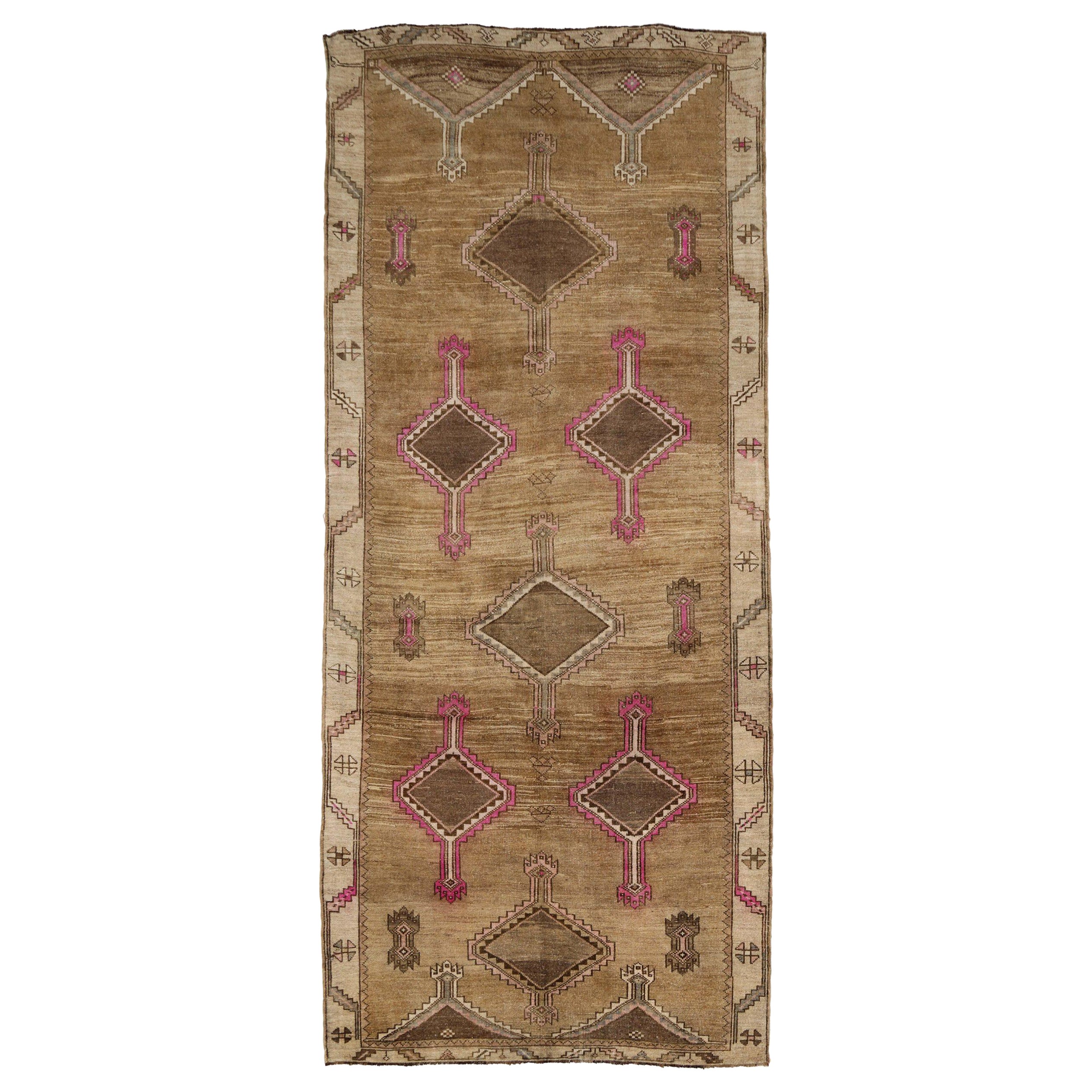 Türkei Anatoly Bereich Teppiche - Wolle Braun Elfenbein Rosa Design - 93133