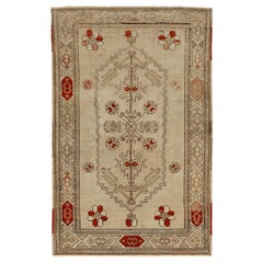 Türkischer Anatoly Kleiner Teppich - Wolle Elfenbein Rot Design - 93135