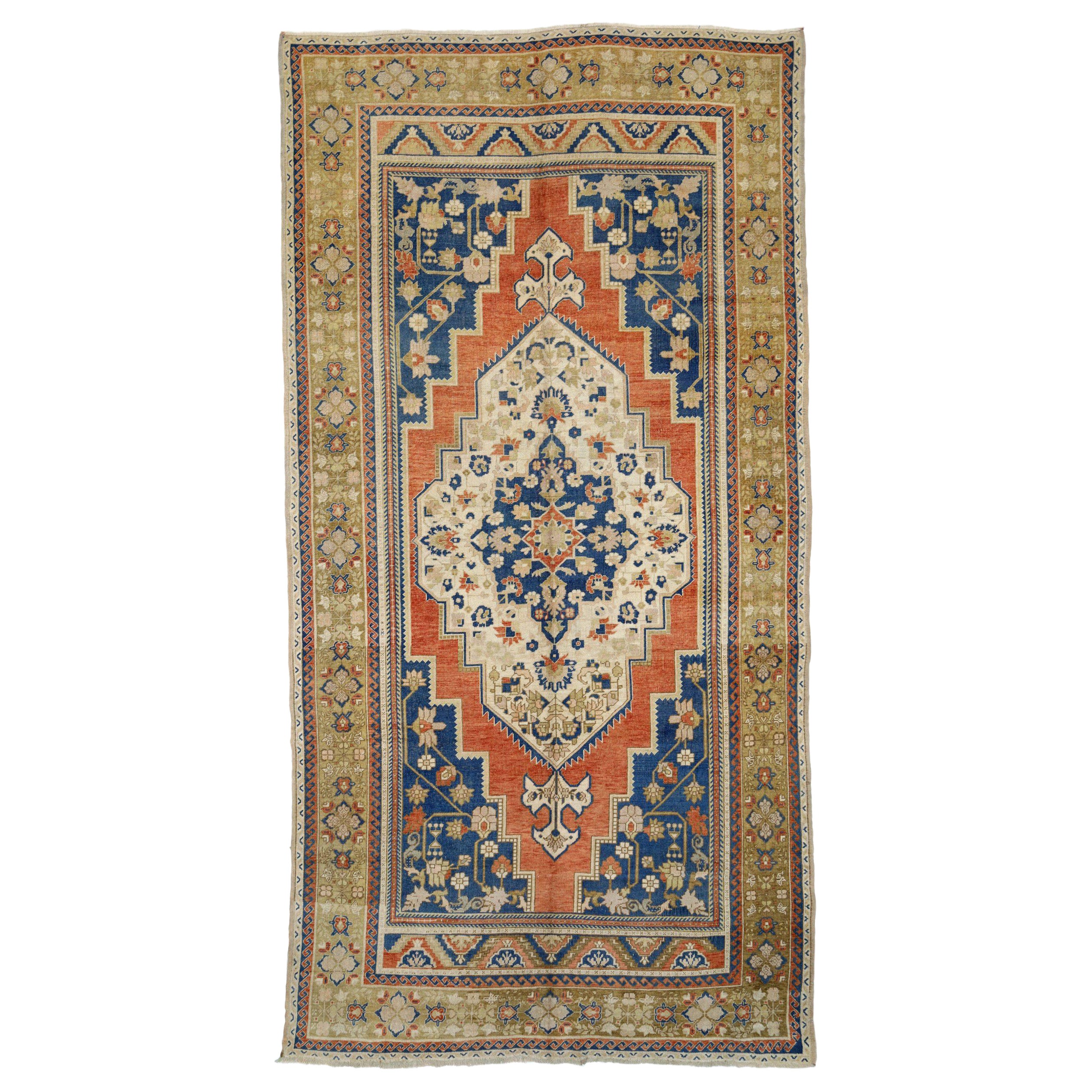 Türkische Anatoly-Teppiche - Wolle Blau Grün Elfenbein Orange - 93147