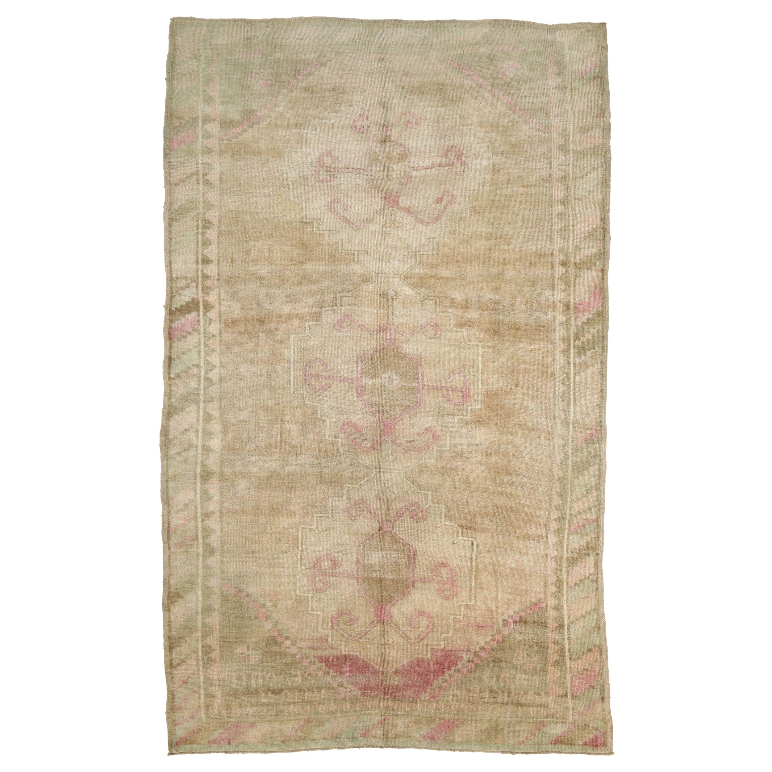 Turkey Anatoly-Teppiche - Wolle Elfenbein Rosa Taupe Design - 93152