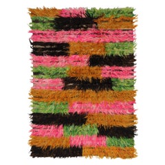 Afghanistan Tapis Tulu Small - Laine Noir Vert Orange Rose - 93168