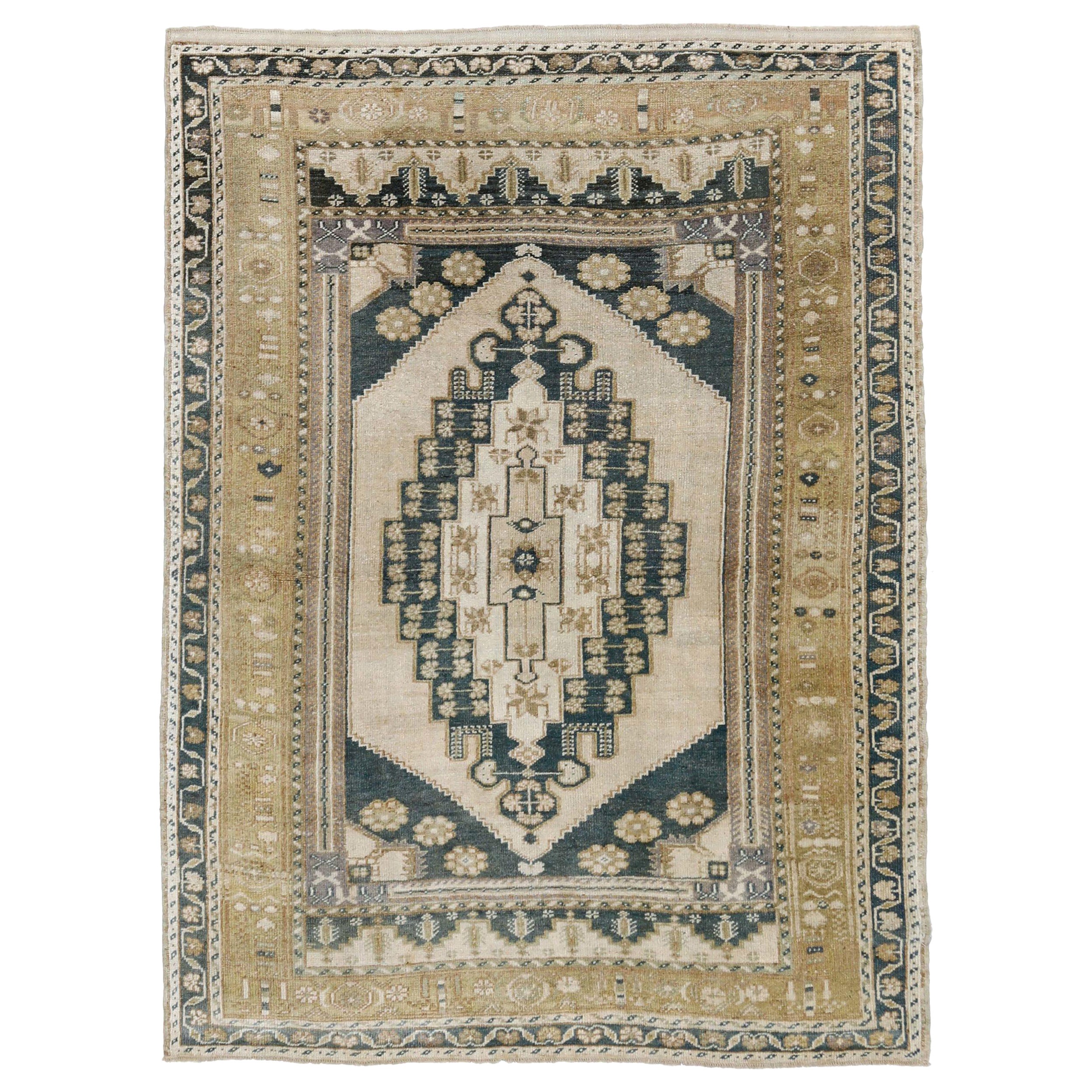 Türkei Anatoly Small Rug - Wolle Schwarz Elfenbein Gelb Design - 93155