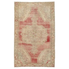 Türkischer Anatoly Kleiner Teppich - Wolle Elfenbein Rot Design - 93158