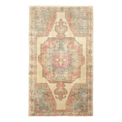 Turkey Anatoly Small Rug - Wool Green Ivory Pink Red Design - 93174