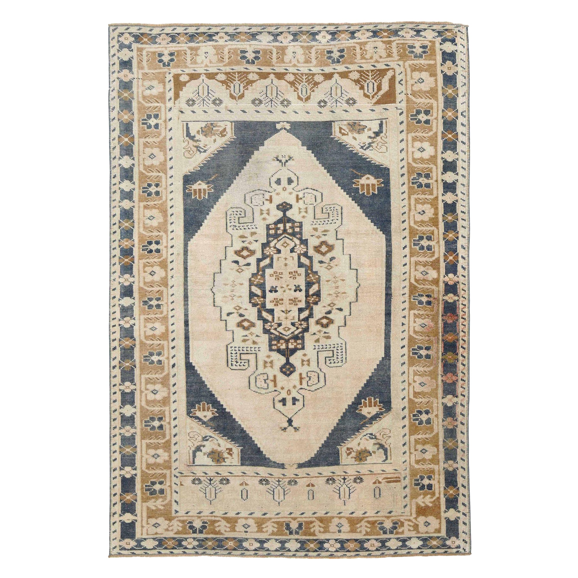 Türkei Anatoly Small Rug - Wolle Brown Elfenbein Navy Blue Design - 93164