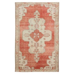 Türkischer Anatoly Kleiner Teppich - Wolle Elfenbein Rot Design - 93180