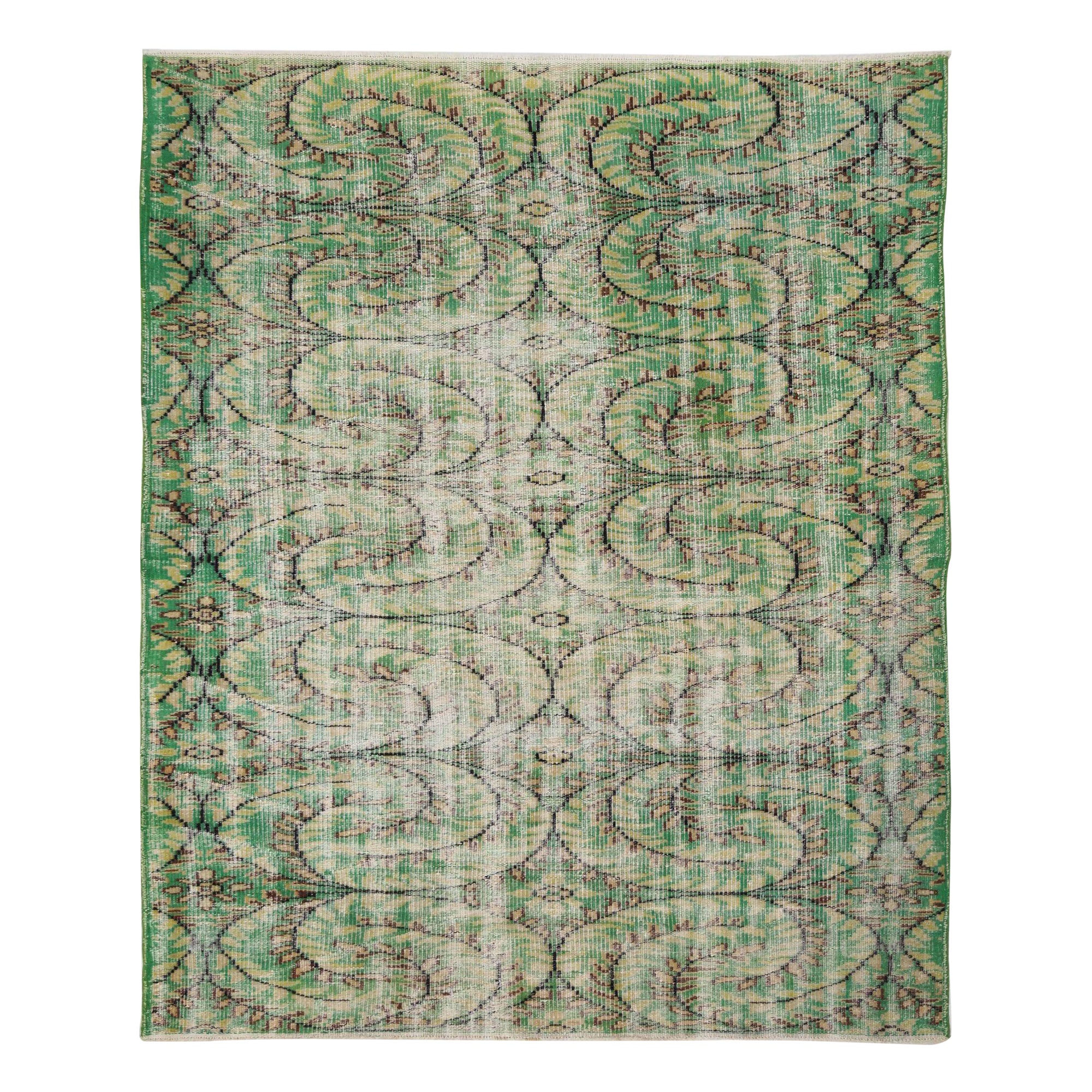 Türkei Anatoly Small Rug - Wolle Grün Elfenbein Gelb Design - 93183