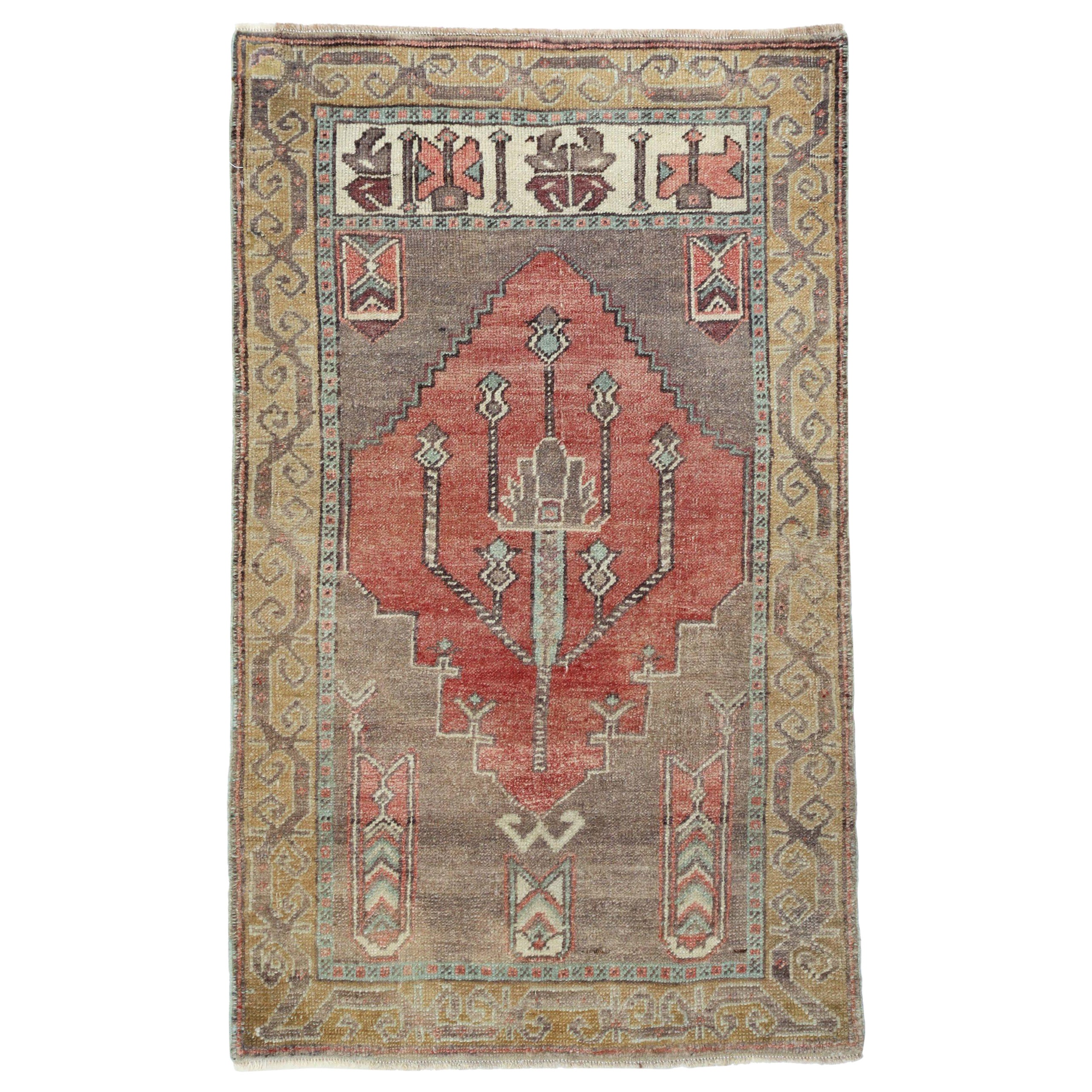 Türkei Anatoly Small Rug - Wolle Braun Rot Gelb Design - 93219