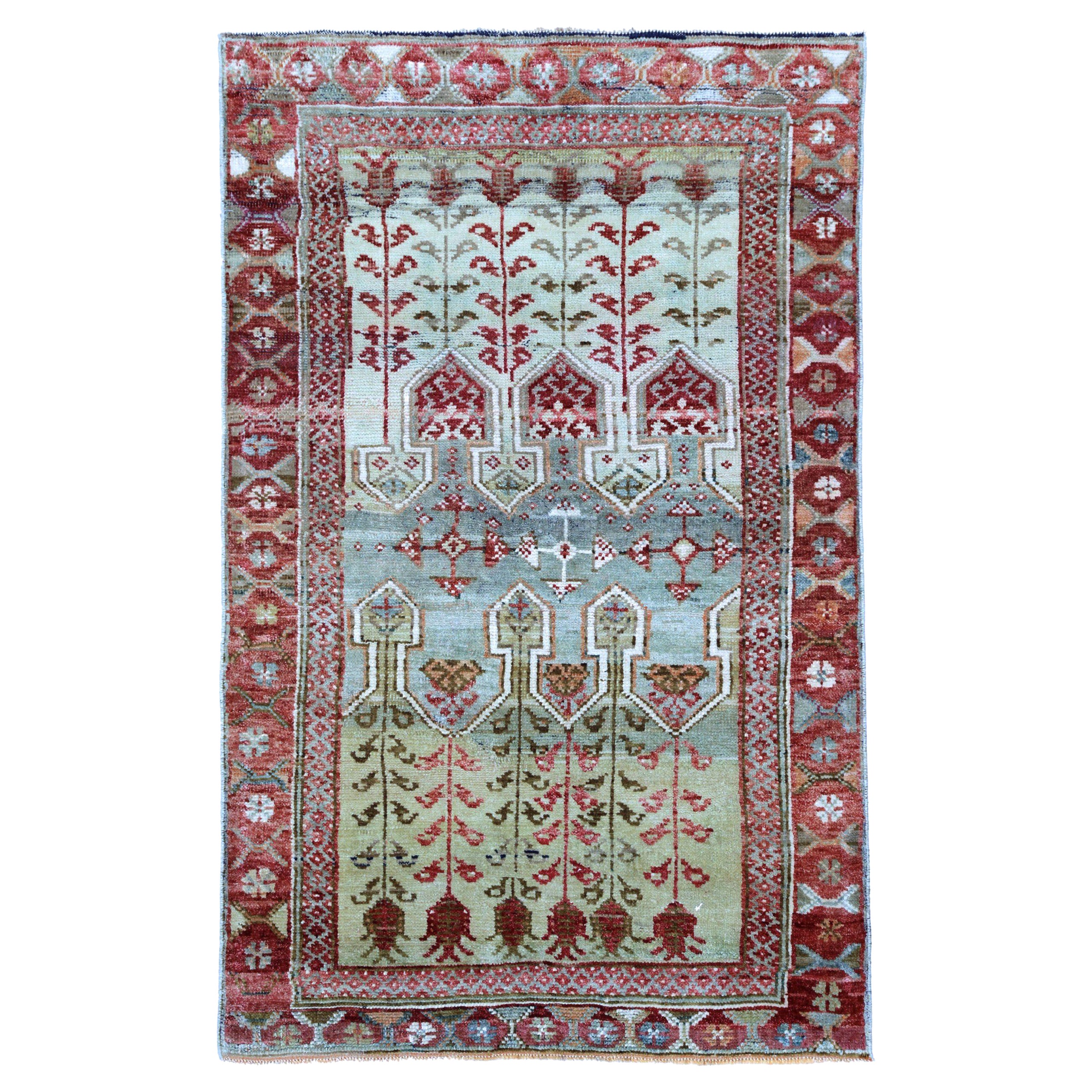 Petit tapis turc Anatoly - Laine Bleu Vert Rouge Design 93222