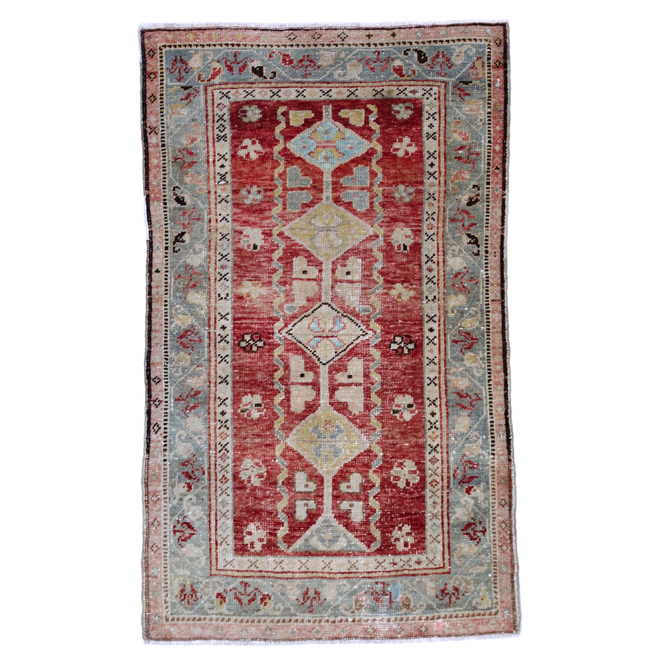 Türkei Anatoly Small Rug - Wolle Blau Elfenbein Rot Gelb Design - 93223