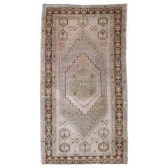 Türkischer Anatoly Kleiner Teppich - Wolle Elfenbein Rosa Design - 93237
