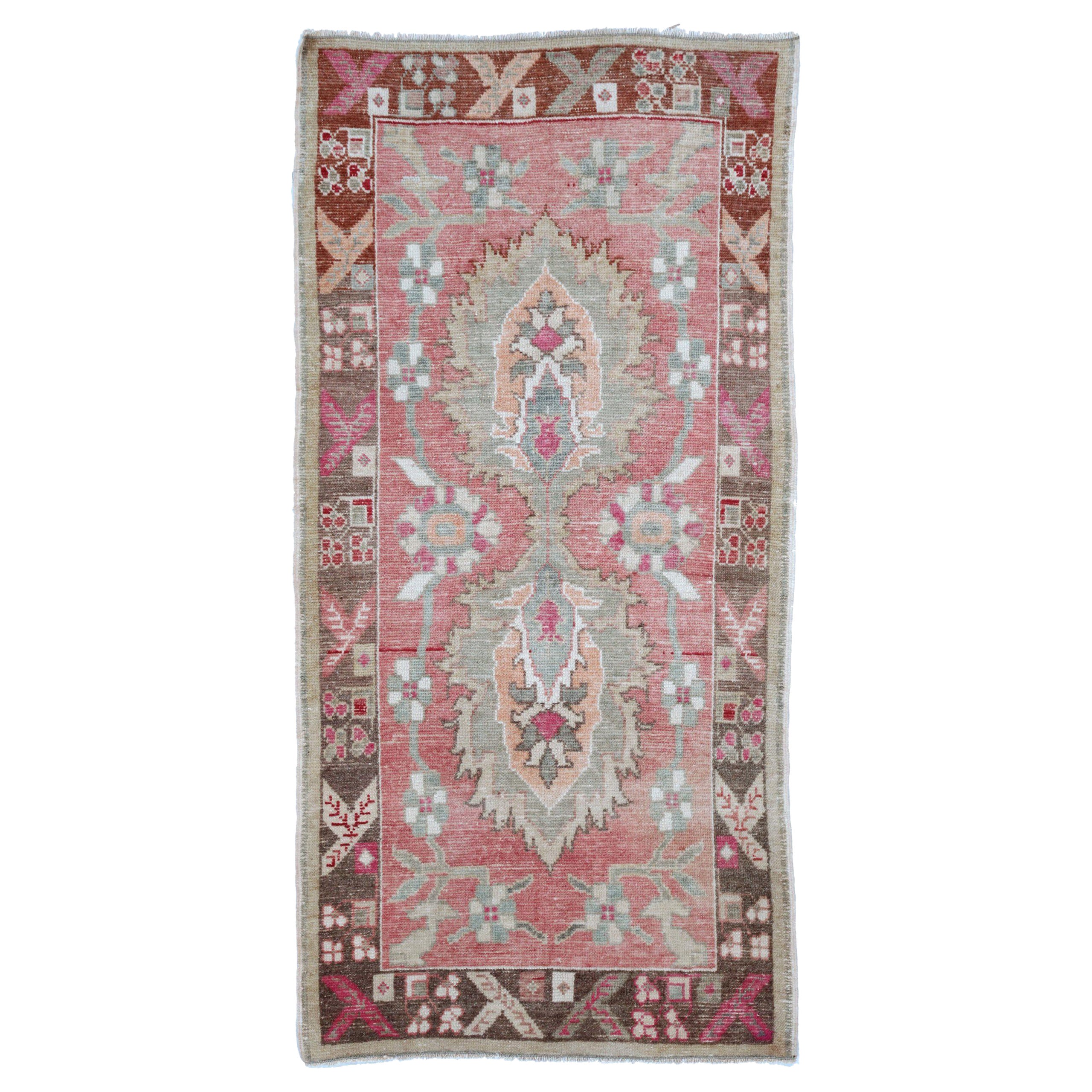 Türkei Anatoly Small Rug - Wolle Blau Braun Rosa Design - 93227