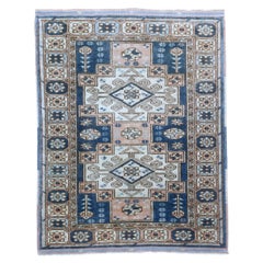 Turkey Anatoly Kleiner Teppich - Wolle Elfenbein Marineblau Blau Rosa Design - 93230