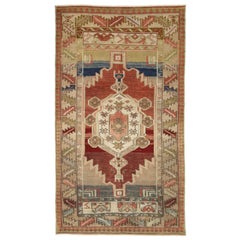 Türkischer Anatoly Kleiner Teppich - Wolle Grün Elfenbein Rot Design - 93248