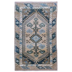 Petit tapis turc Anatoly - Motif bleu ivoire taupe - 93232