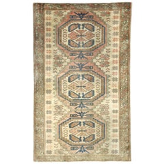 Türkischer Anatoly Kleiner Teppich - Wolle Elfenbein Rosa Design - 93249