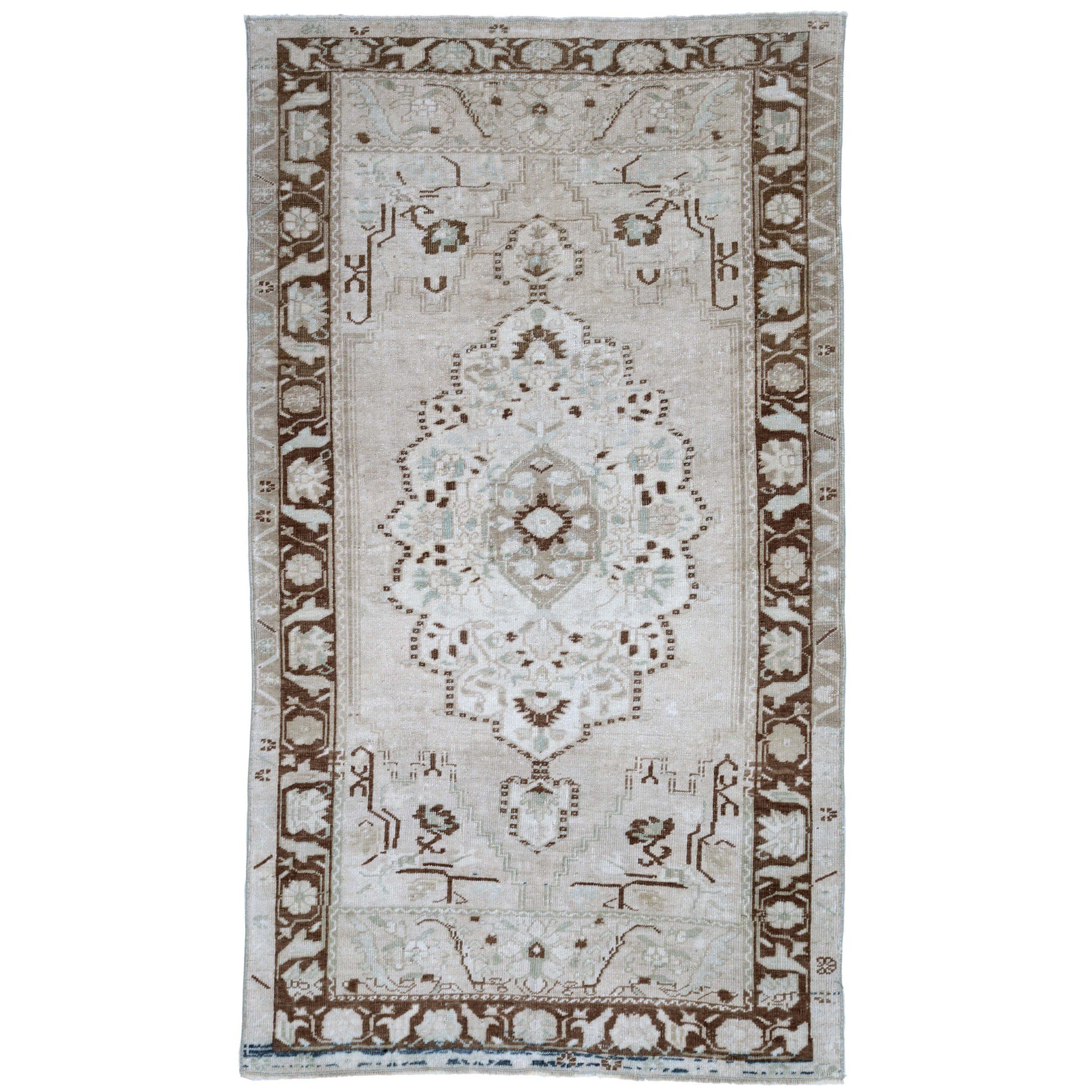 Türkischer Anatoly Kleiner Teppich - Wolle Elfenbein Design - 93234