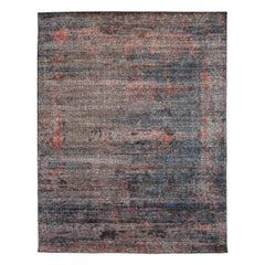 Tapis de zone Inde - Laine Bleu Brown Ivoire Rouge Design - 93296