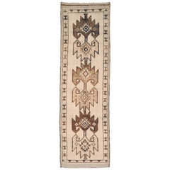 Turkey Anatoly Runner Rug - Wool Brown Ivory Design - 93314