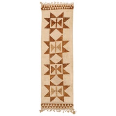 Turkey Anatoly Runner Rug - Wool Brown Ivory Design - 93326