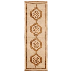 Turkey Anatoly Runner Rug - Wool Brown Ivory Design - 93328