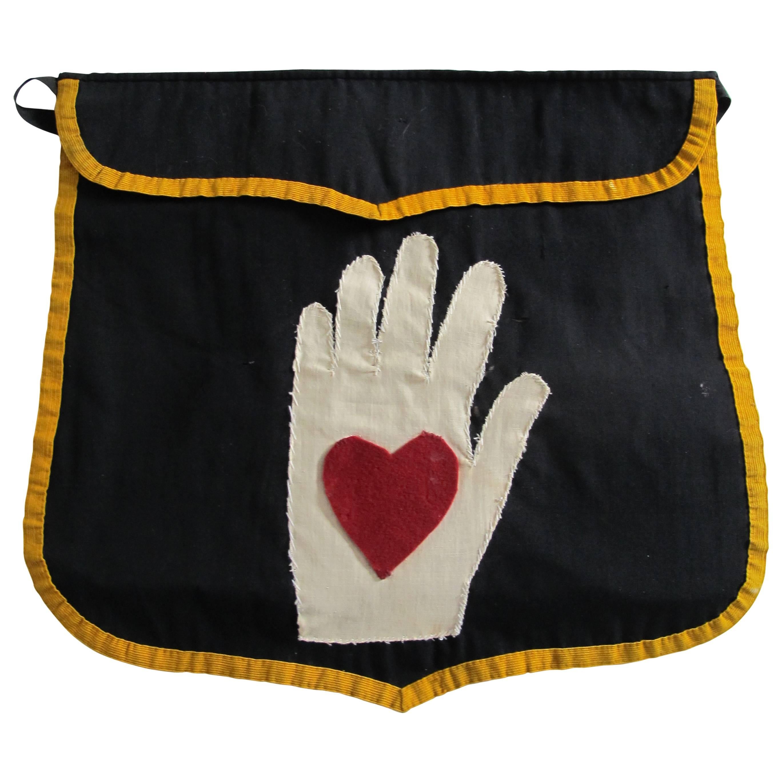 Heart in Hand Fraternal Lodge Apron For Sale