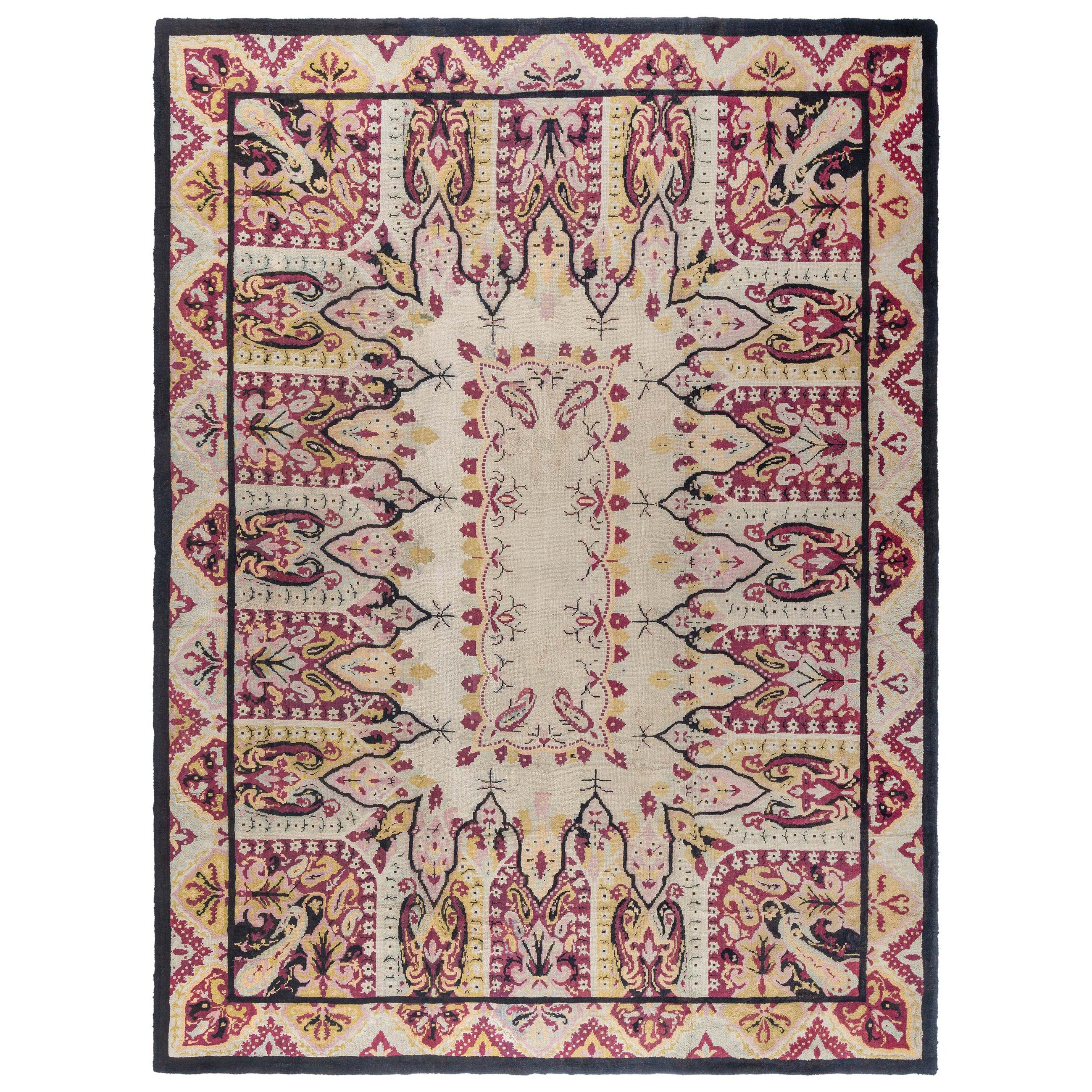 Doris Leslie Blau Exuberante alfombra española vintage del siglo XIX en venta