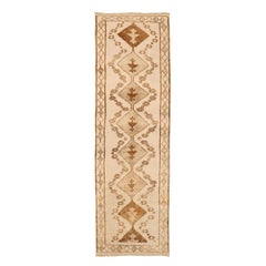 Afghanistan Tapis de course Anatoly - Laine Brown Design Ivoire - 93376