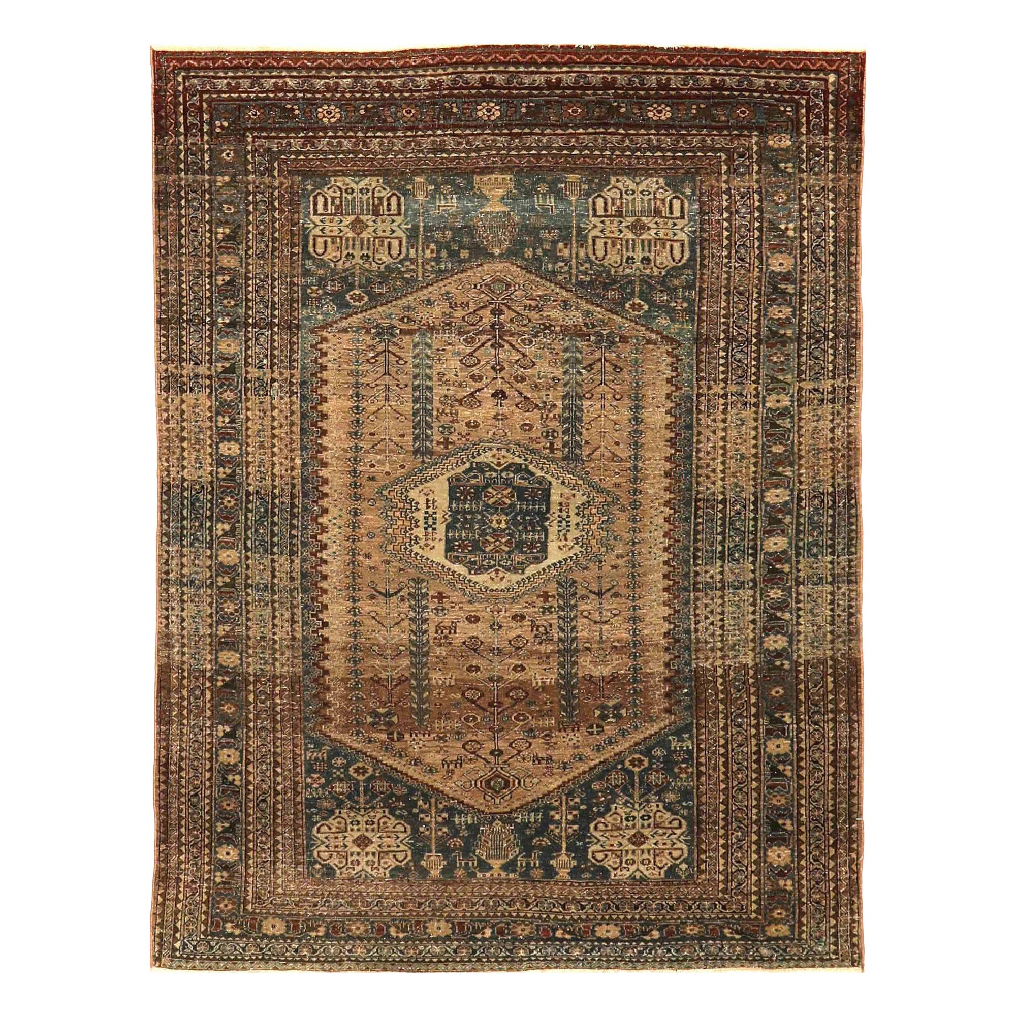 Tappeto persiano Tabriz Small - Lana Nero Marrone Avorio Design - 93397 in vendita