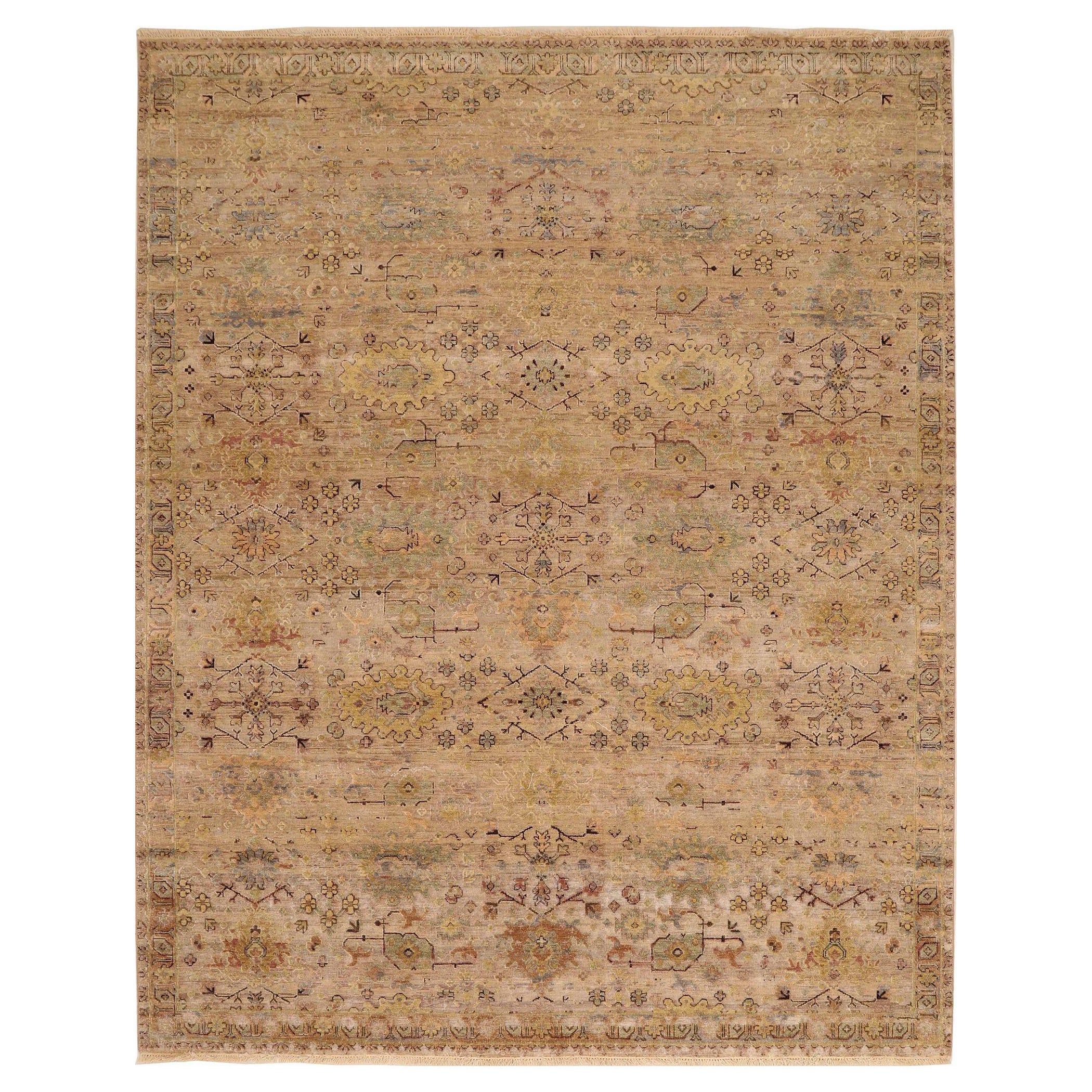 India Area Rugs - Wolle Brown Elfenbein Gelb Design - 93411