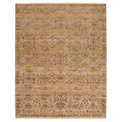Tapis de sol de l'Inde - Laine Brown Ivory Yellow Design - 93411