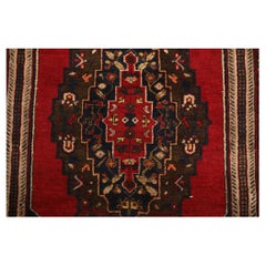 Afghanistan Türkischer Läufer Teppich - Wolle Braun Marineblau Rot - 93400