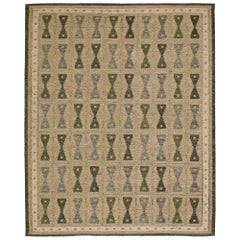 India Swedish Collection Area Rugs - Wool Gray Green Taupe - 93415