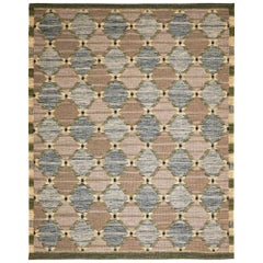 India Swedish Collection Area Rugs - Wool Blue Brown Ivory - 93417