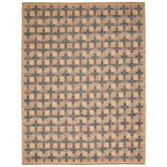 India Swedish Collection Area Rugs - Wool Blue Ivory Taupe - 93426